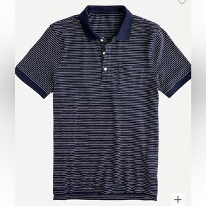 J. CREW NAVY BLUE / WHITE STRIPPED STRETCH PIQUE POLO SIZE M